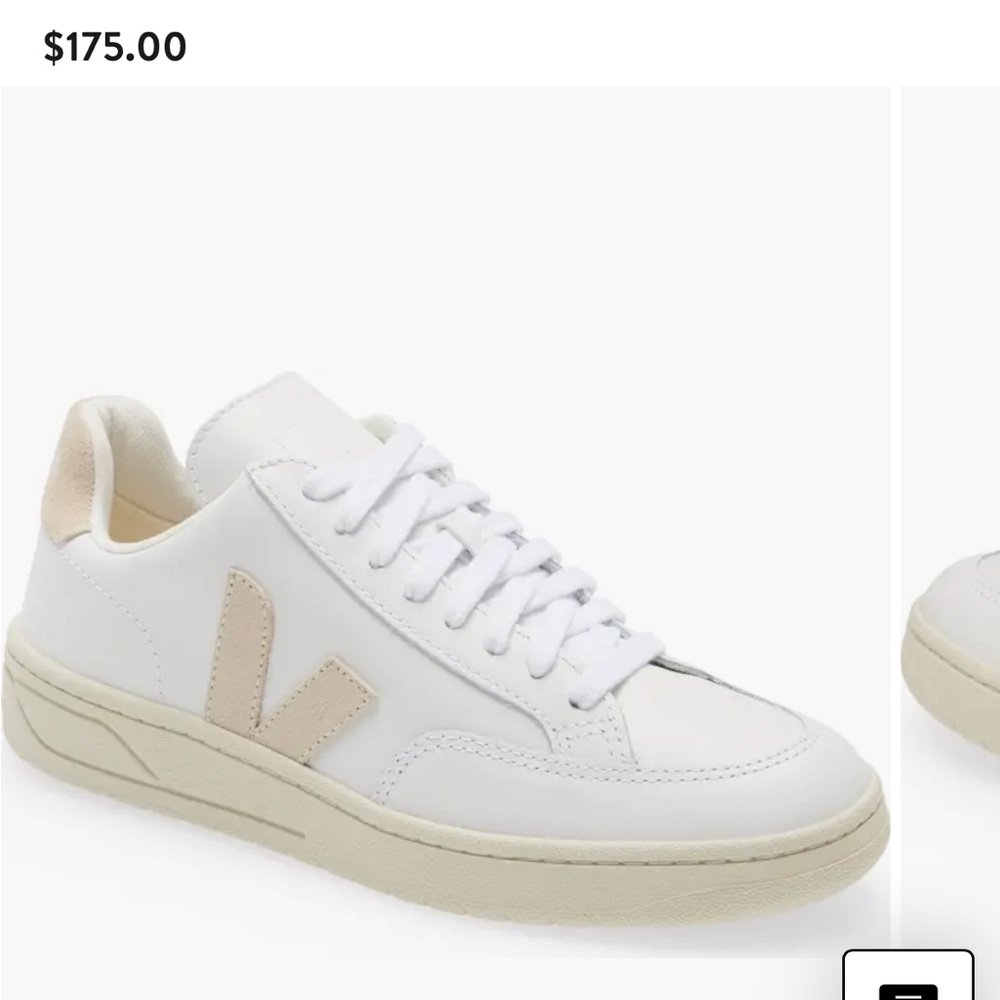 Veja V-12 White and Beige Sneakers